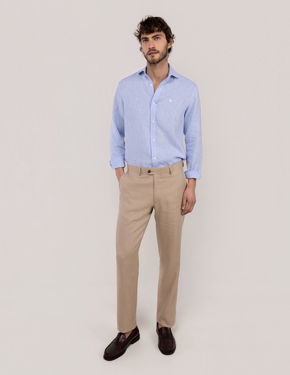 Camisa/sobrecamisa casual de lino manga larga para hombre 6