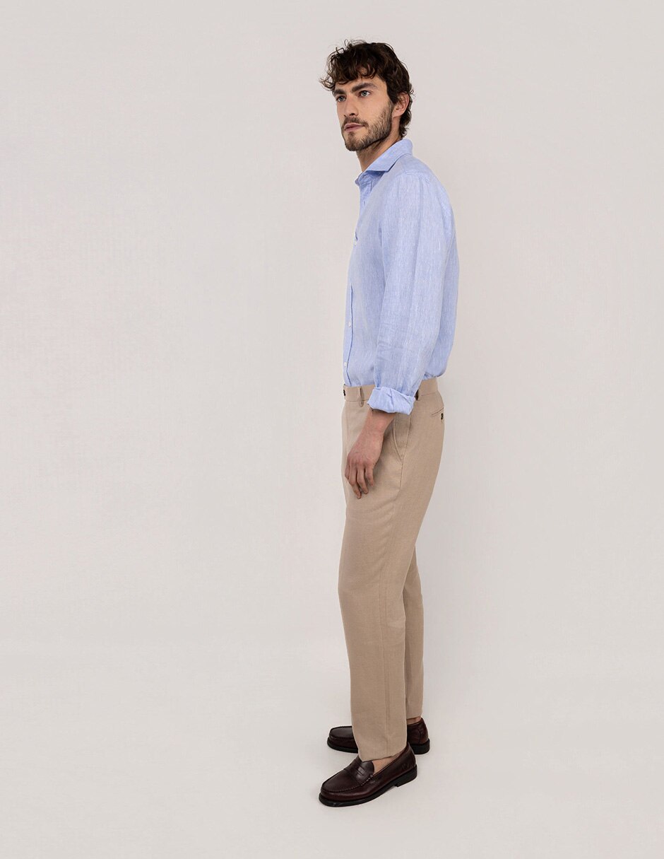 Camisa/sobrecamisa casual de lino manga larga para hombre 2