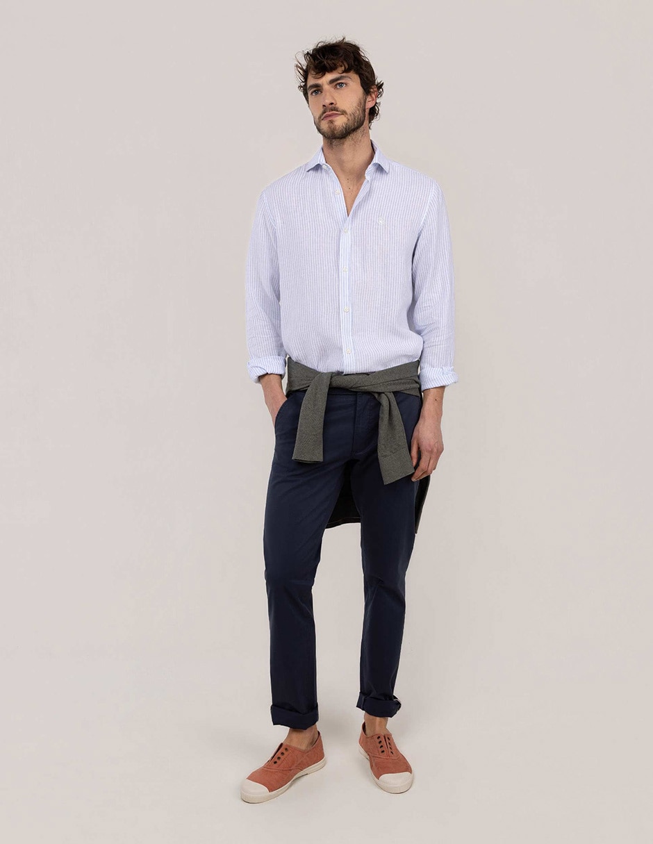 Camisa casual El Ganso de lino manga larga para hombre
