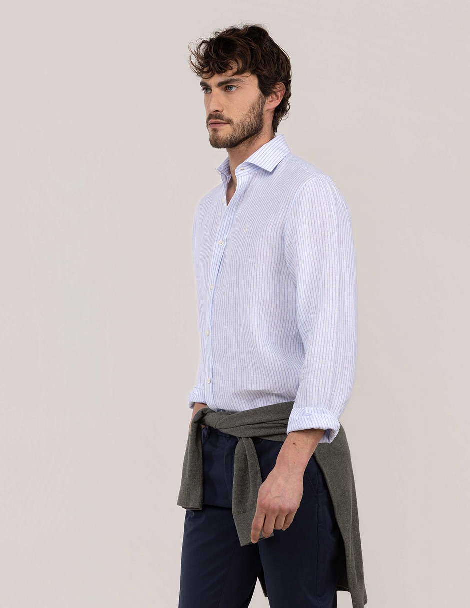 Camisa casual El Ganso de lino manga larga para hombre