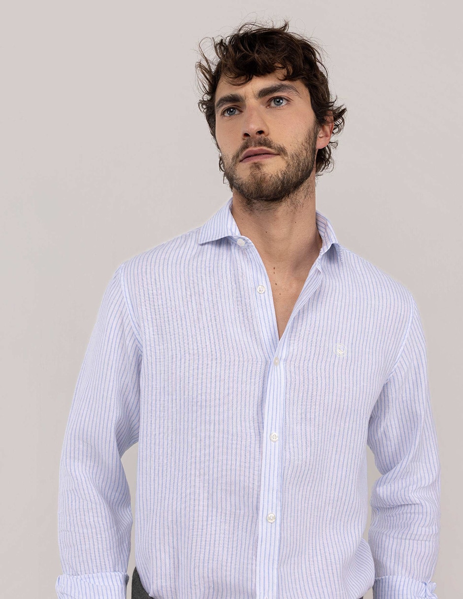 Camisa casual El Ganso de lino manga larga para hombre