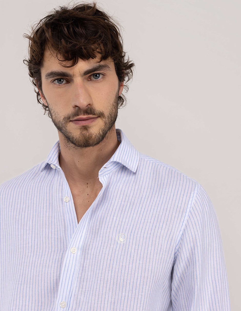 Camisa casual El Ganso de lino manga larga para hombre