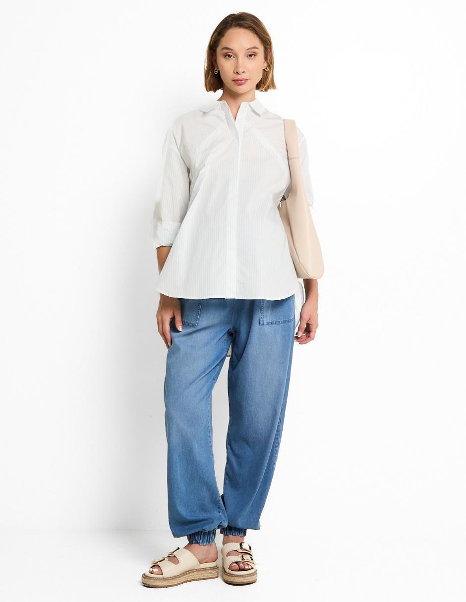 Jeans maternidad relaxed straight corte cintura alta 6