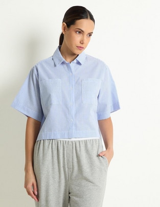 Playera pijama estampado a rayas para mujer 1