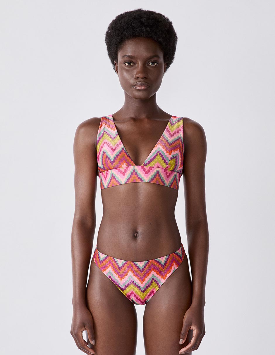 Top bikini Etam estampado con copas para mujer