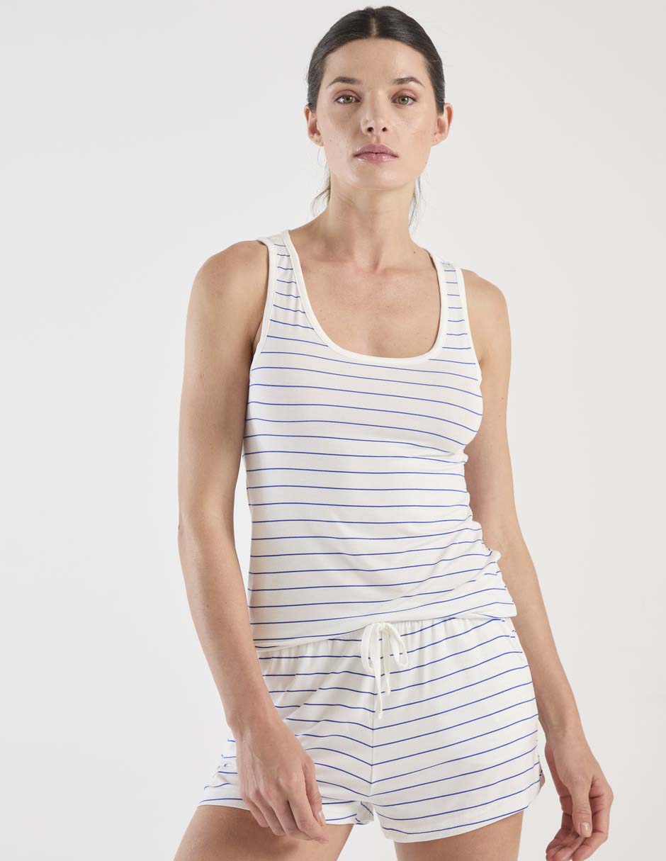 Playera pijama Etam estampado a rayas para mujer