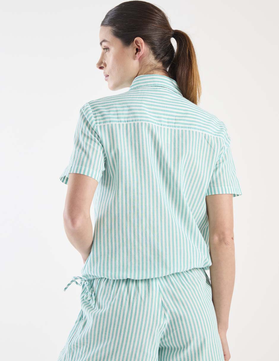 Playera pijama estampado a rayas para mujer
