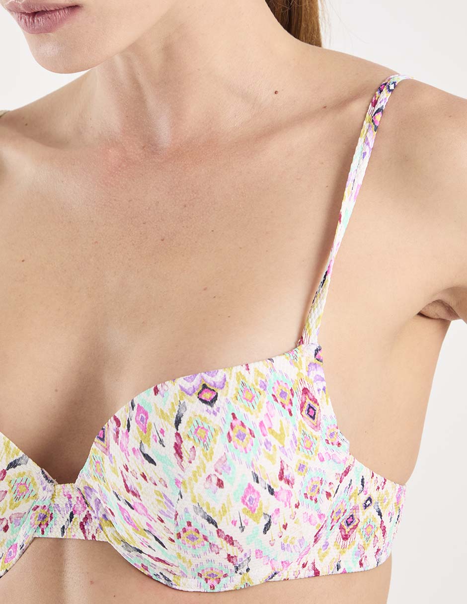 Top bikini estampado con copa para mujer 4