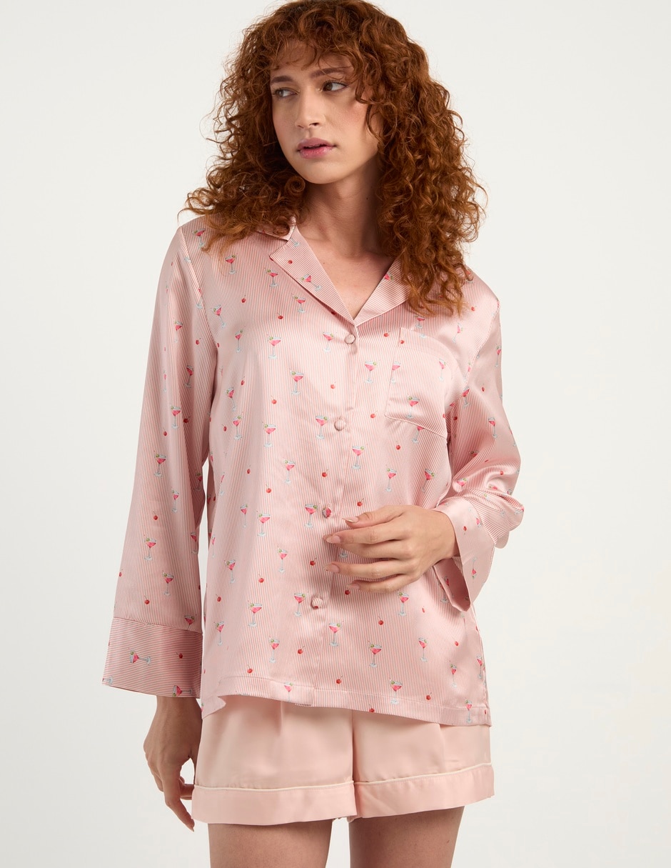 Playera pijama estampado microprint para mujer 1