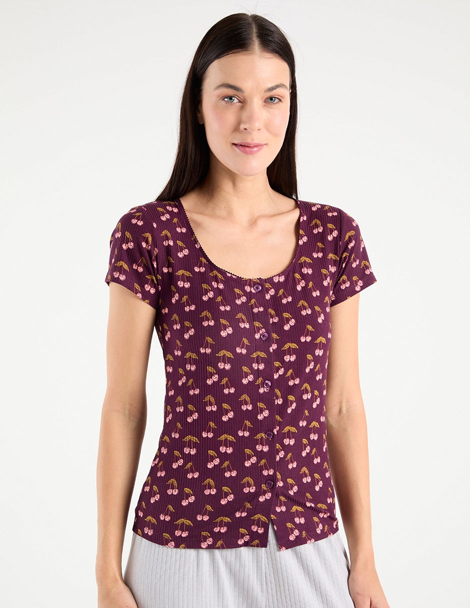 Playera pijama Etam estampado floral para mujer