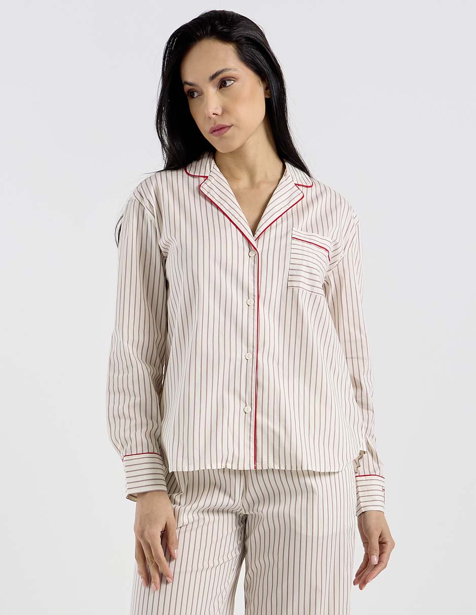 Playera pijama estampado a rayas para mujer 7