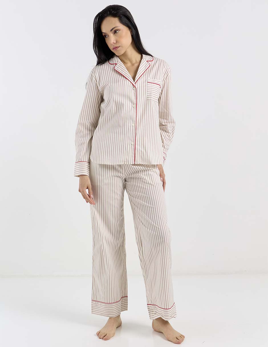 Playera pijama estampado a rayas para mujer 8