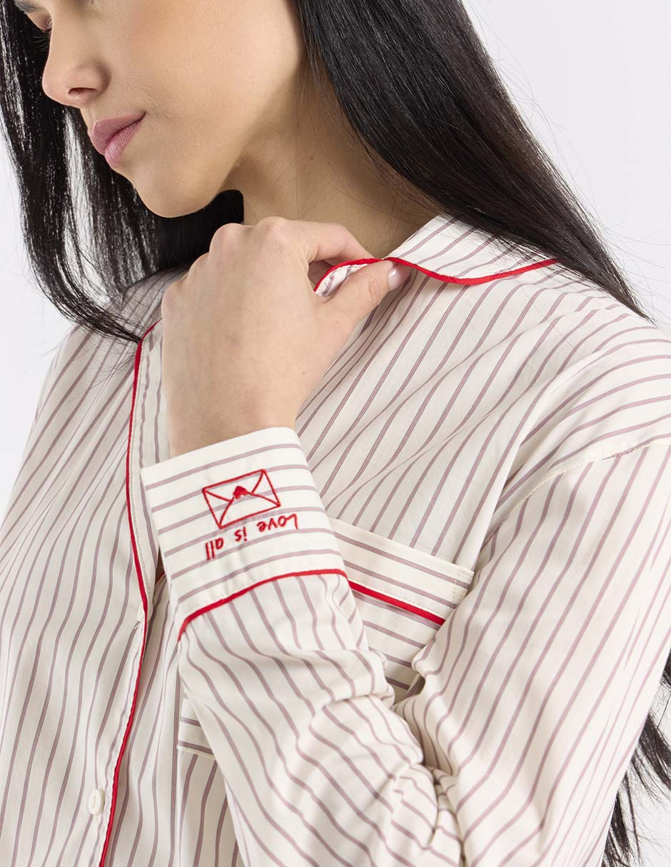 Playera pijama estampado a rayas para mujer 9