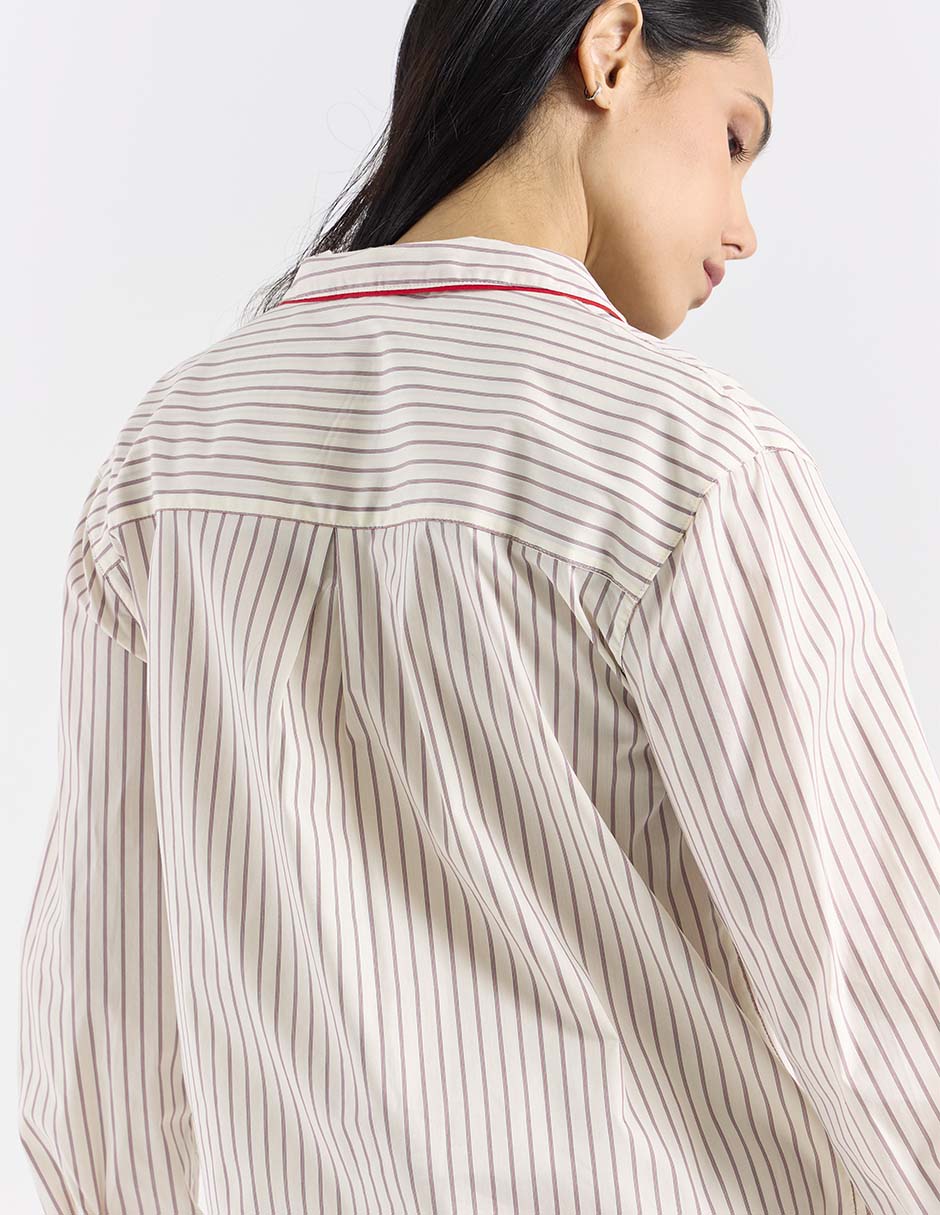 Playera pijama estampado a rayas para mujer 10
