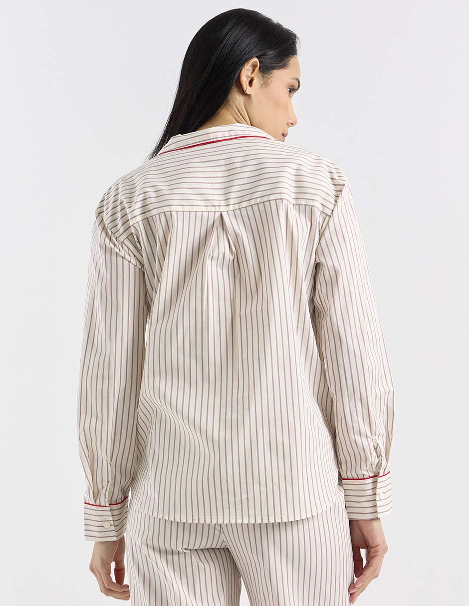Playera pijama estampado a rayas para mujer 11