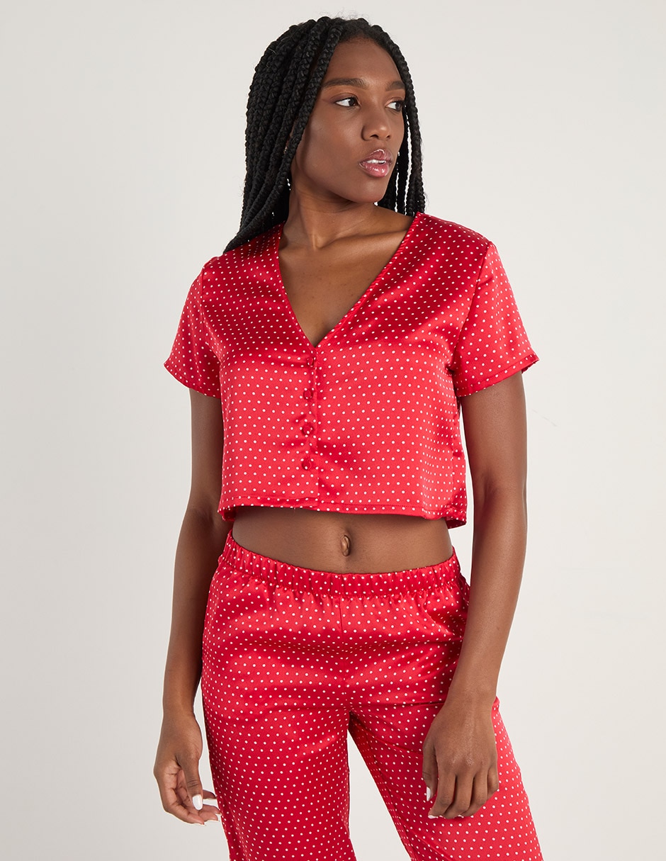 Playera pijama estampado lunares para mujer Playera pijama estampado lunares para mujer
