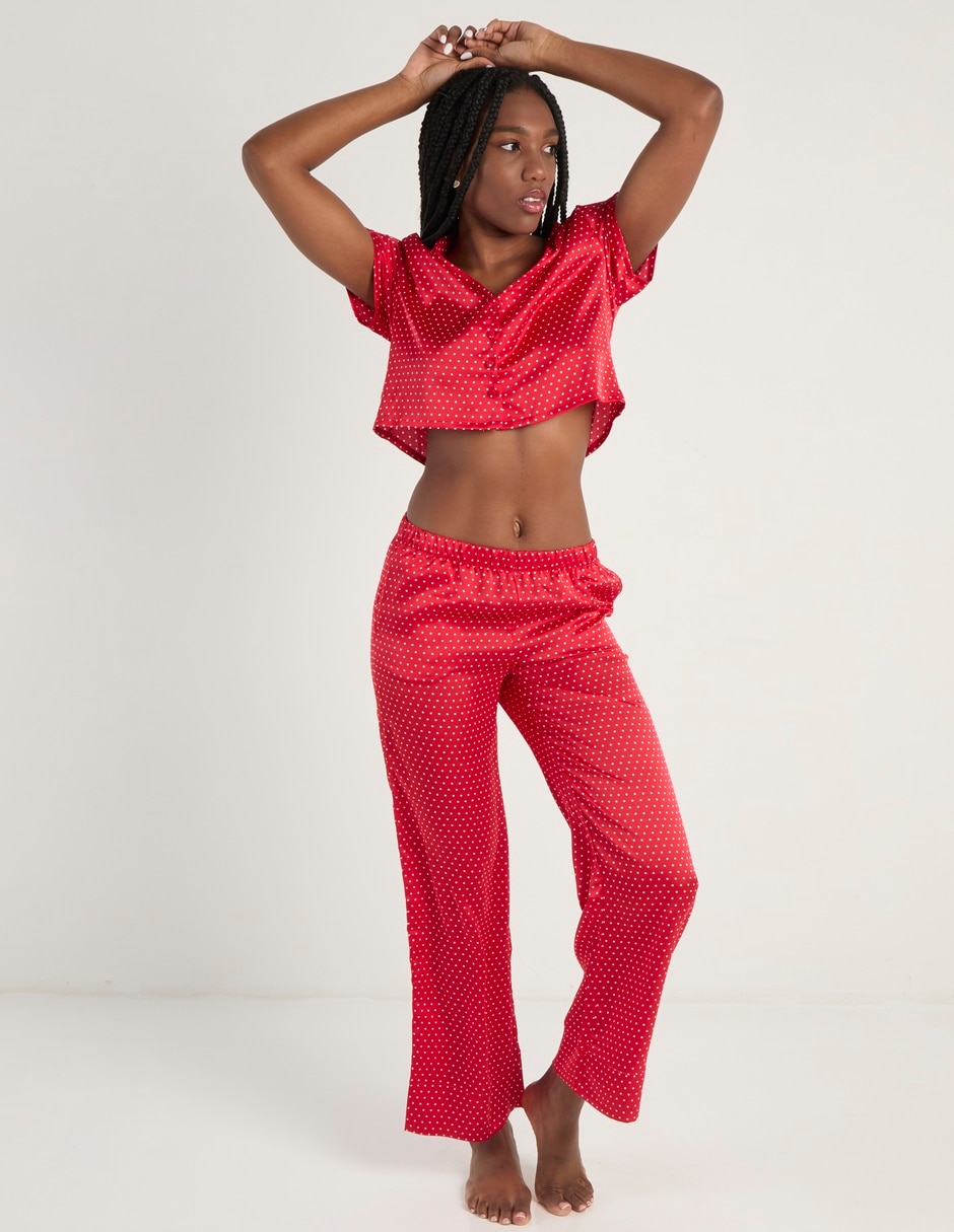 Playera pijama estampado lunares para mujer