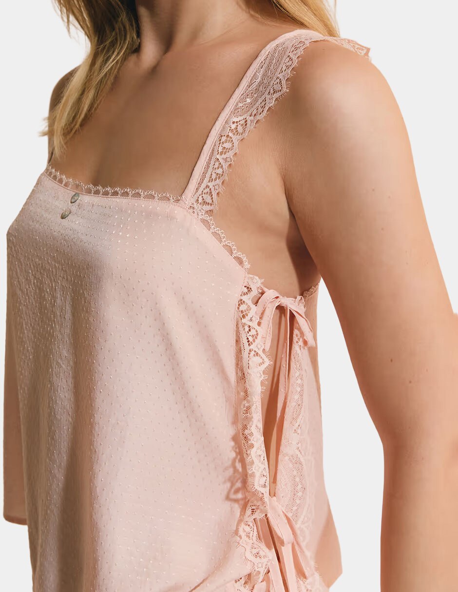 Playera pijama estampado lunares para mujer 3