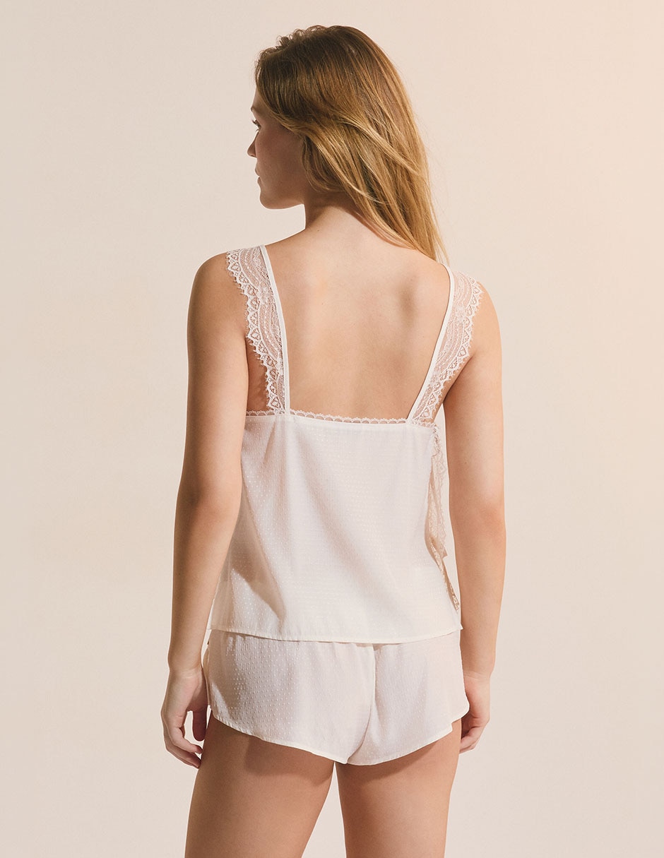 Playera pijama estampado lunares para mujer 8