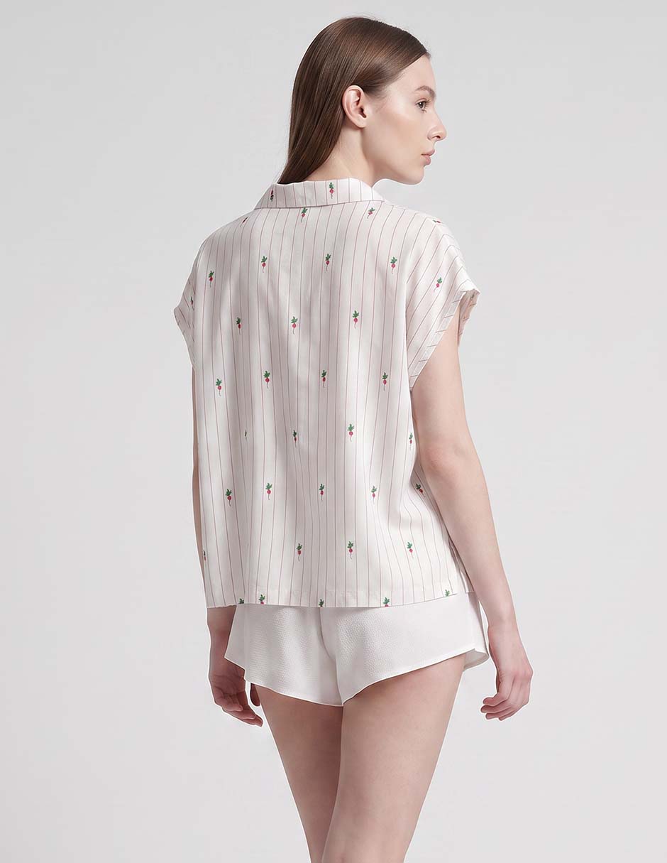 Playera pijama estampado a rayas para mujer 3