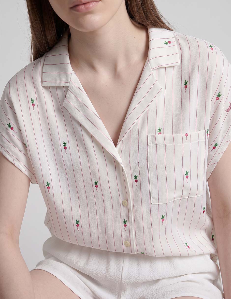 Playera pijama estampado a rayas para mujer 2