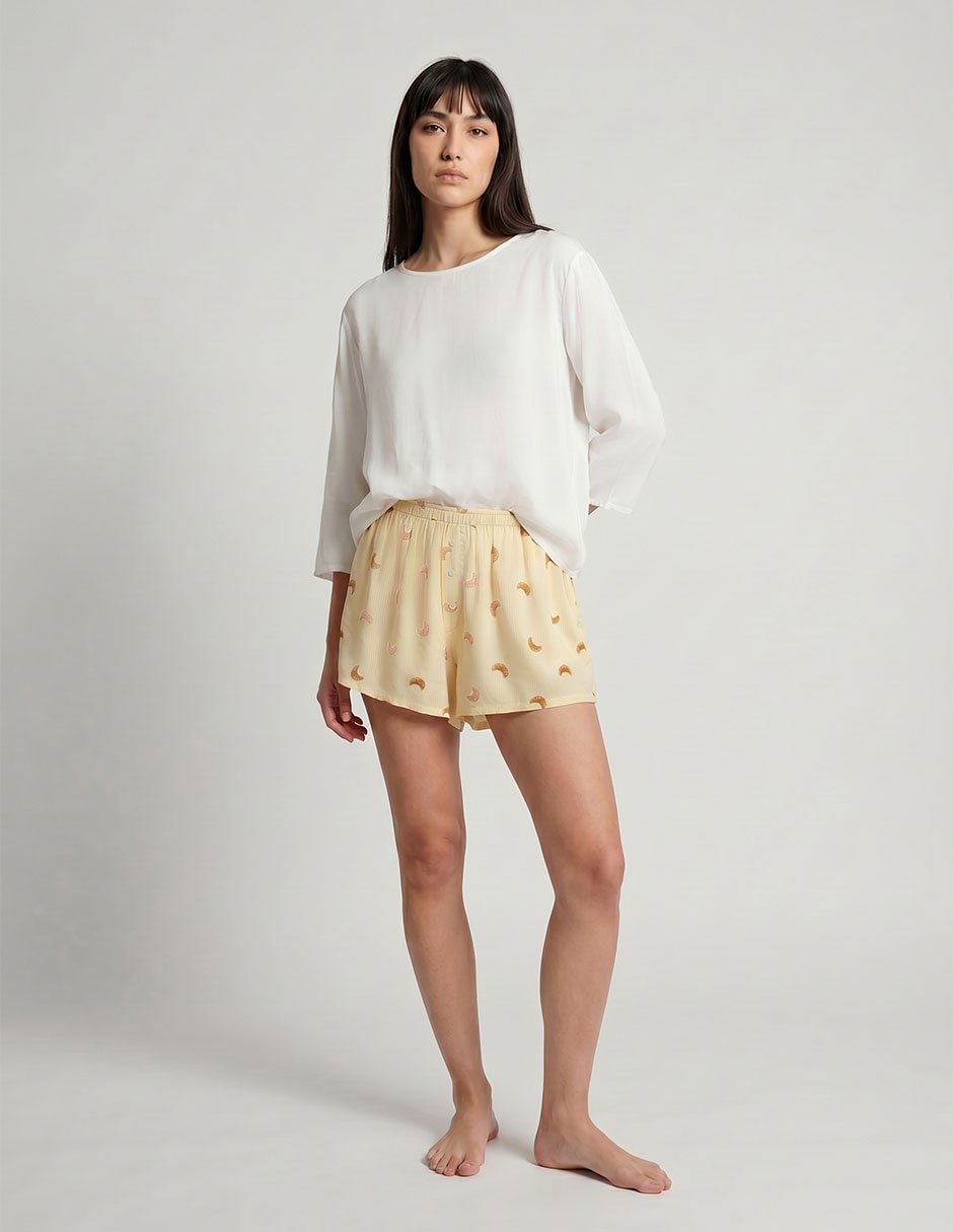Short pijama estampado floral de algodón para mujer 3