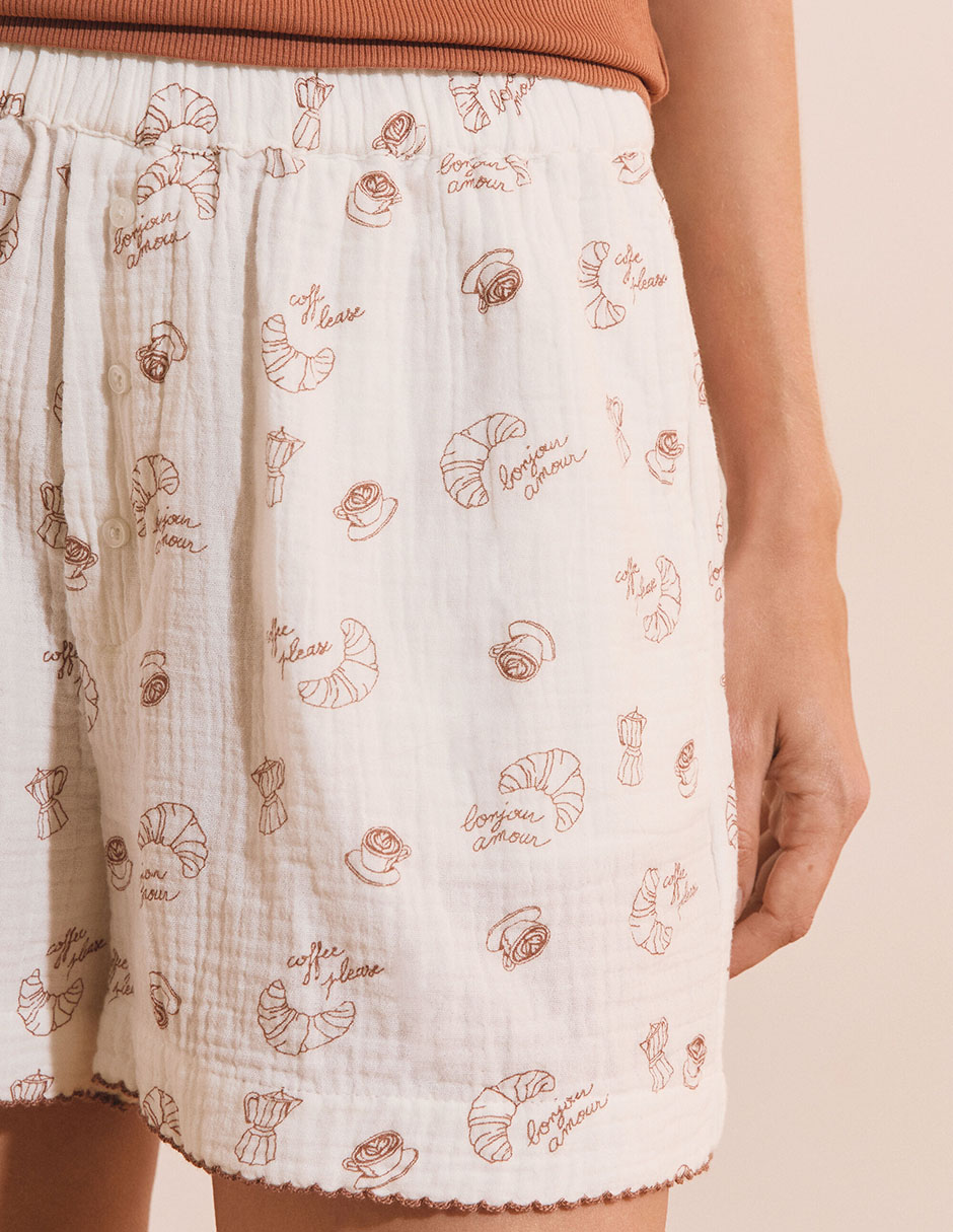 Short pijama estampado de algodón para mujer 5