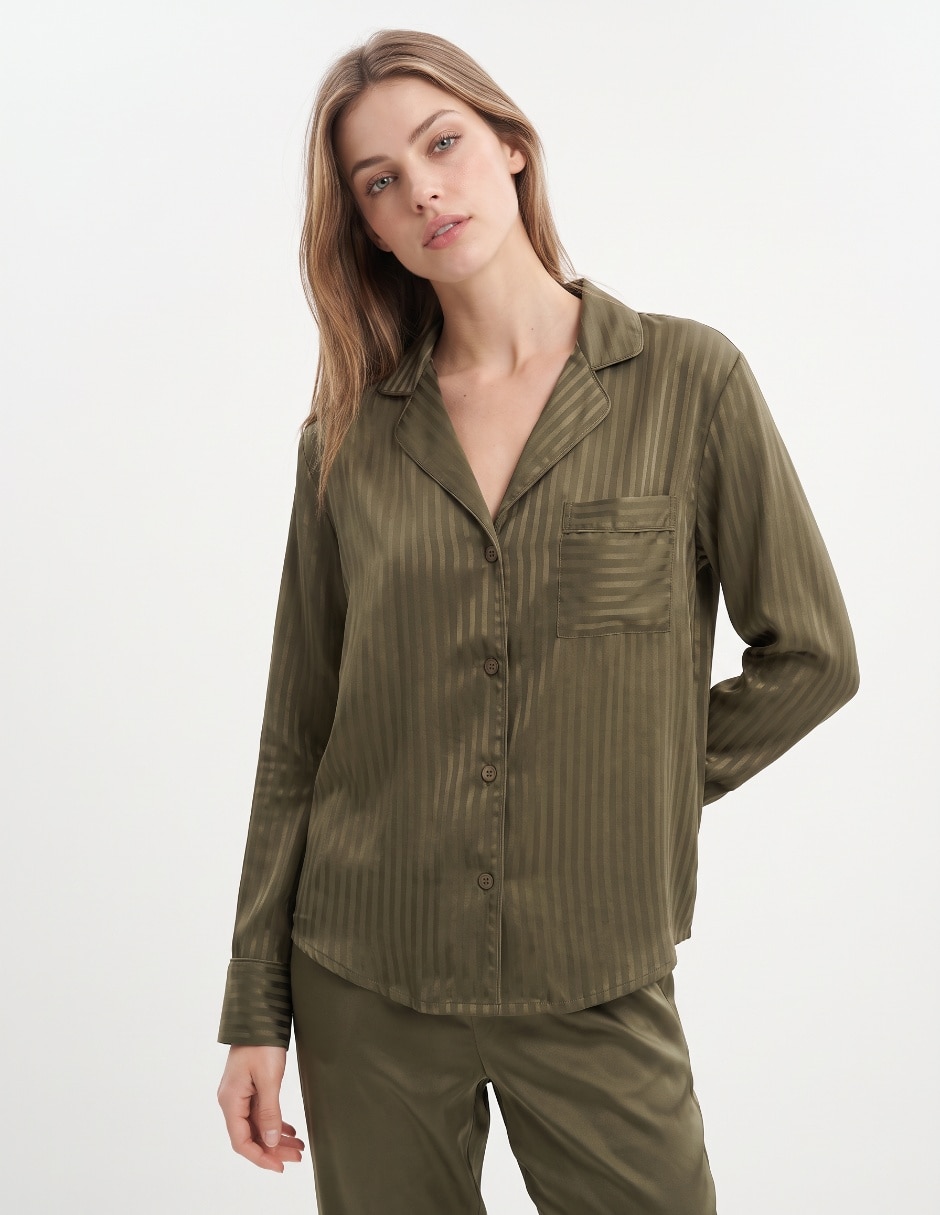 Playera pijama estampado a rayas para mujer Playera pijama estampado a rayas para mujer