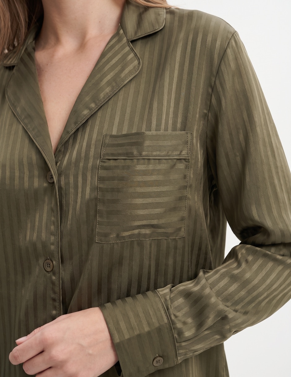Playera pijama estampado a rayas para mujer 4