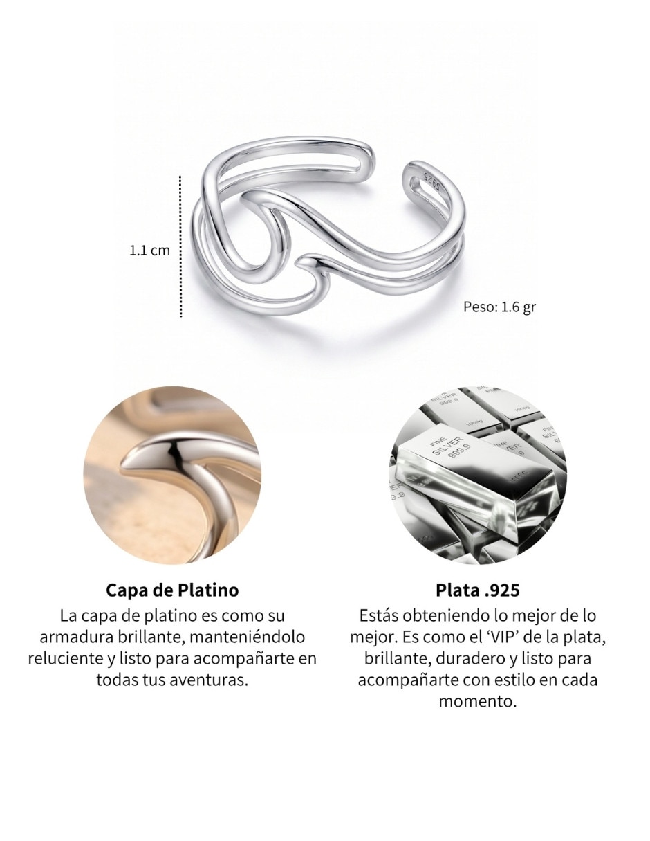 Anillo nature P925 de Plata pulido 3